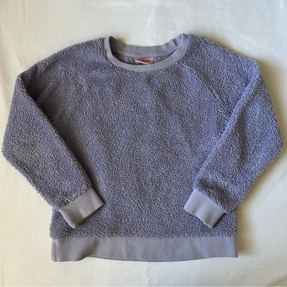 32 Degrees Heat - Girls Fuzzy Crewneck Pullover Sweater Size XS 5/6 Lavender